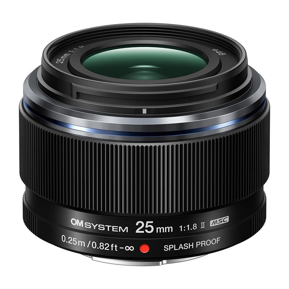 OM System M.Zuiko 25mm f1.8 II splash-proof compact camera lens with sharp image quality and beautiful bokeh