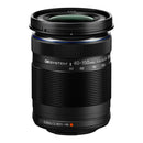 The OM System M.Zuiko 40-150mm f4-5.6 R ED mirrorless lens in black on a white background