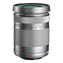 OM System M.Zuiko 40-150mm f4-5.6 R ED lightweight zoom lens in silver for versatile photography and video.