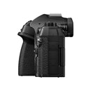 Side view of OM System OM-1 Mark II camera with textured grip and control buttons