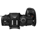 Top view of OM System OM-1 Mark II camera body showing control dials and buttons