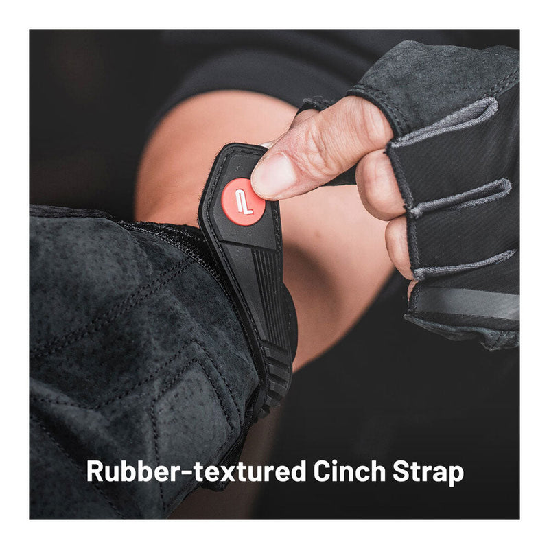 Close-up of PGYTECH Fingerless Photography Gloves with rubber-textured cinch strap for secure fit
