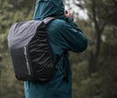 PGYTECH 25L Backpack Rain Cover on a backpack showing waterproof protection and adjustable fit
