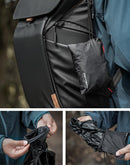 PGYTECH 25L Backpack Rain Cover on a backpack with drainage hole and adjustable elastic fit