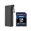 PGYTECH High-Speed Card Reader Case Black with Delkin Prime 128GB SDXC Memory Card