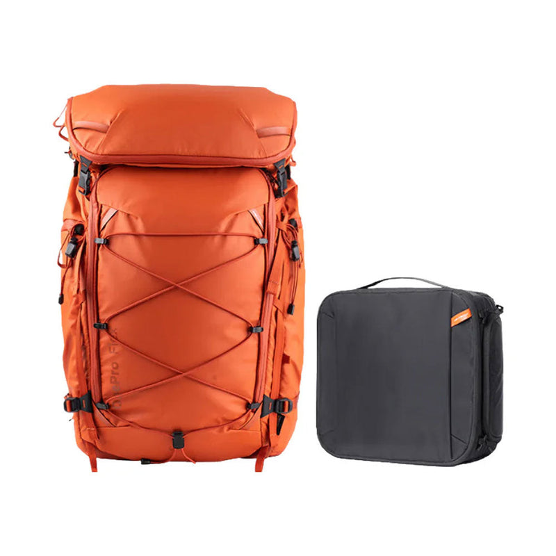 PGYTECH OnePro Flex 40L orange camera backpack with black camera insert bag, durable and splashproof design