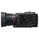 Panasonic HC-X1200 4K camcorder with 25mm wide-angle lens and 24x optical zoom side view