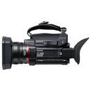 Panasonic HC-X1600 4K 60p camcorder with 32x zoom and wireless control side view