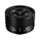 Panasonic S 20mm f2.5 lens on a white background