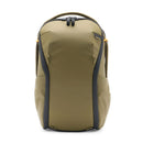 Peak Design Everyday Backpack Zip 15L in olive green with weatherproof nylon, sleek design, and multiple compartments.