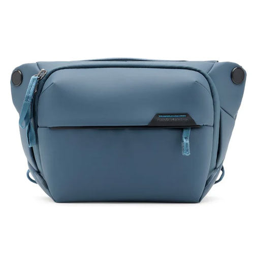 Peak Design Everyday Sling V3 3L in blue, compact weather-resistant camera and gear bag with adjustable padded strap and magnetic closures