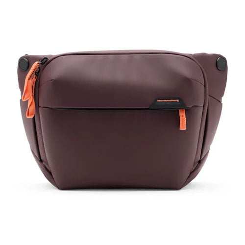Peak Design Everyday Sling V3 6L brown compact water-resistant bag with orange zipper pulls
