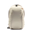 Peak Design Everyday Backpack Zip 15L in beige with weatherproof recycled nylon shell and minimalist design