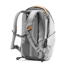 Peak Design Everyday Backpack Zip V3 20L in gray with padded shoulder straps and ergonomic back padding