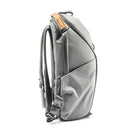 Peak Design Everyday Backpack Zip V3 20L gray side view with multiple carrying options and weatherproof recycled nylon material