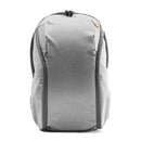 Peak Design Everyday Backpack Zip V3 20L in light gray with weatherproof recycled nylon and multiple compartments for urban and photo carry.