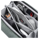Peak Design Tech Pouch in sage color with organized compartments for cables, gadgets, and accessories.