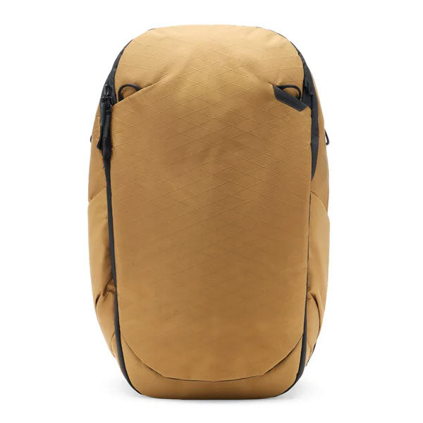 Peak Design Travel Backpack 30L in tan weatherproof nylon with expandable design and padded laptop sleeves