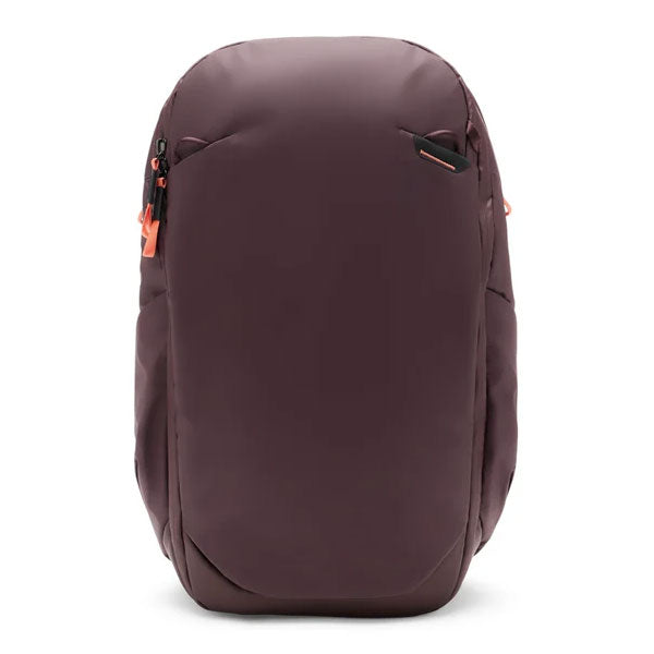 Peak Design Travel Backpack 30L in burgundy with sleek weatherproof design and multiple access points for travel and everyday use