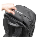 Black Peak Design Travel Backpack with side pocket holding a tablet device