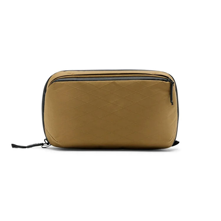 Peak Design Wash Pouch in Coyote X-Pac fabric, eco-friendly toiletry bag with sleek, functional design