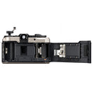 Pentax 17 Film Camera open showing manual film loading and rewind mechanism with magnesium alloy body.