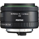 Pentax HD FA 50mm f1.4 standard lens with HD and SP coatings for clear, high-contrast images and smooth bokeh.