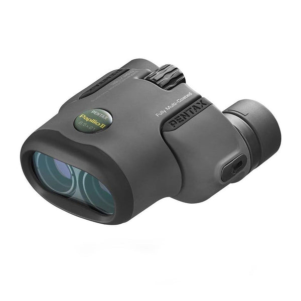 Pentax Papilio II 6.5x21 compact binoculars with multicoated optics and BAK4 Porro prisms for clear close-up and distant viewing.