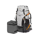 LowePro PhotoSport Backpack PRO 55L AW III in gray with orange accents and removable camera insert, designed for professional photographers on multi-day outdoor missions