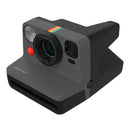 Polaroid Now Gen 3 instant camera in gray with rainbow stripe, featuring autofocus and classic analog design