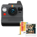 Polaroid Now Gen 3 instant camera in gray with vintage design, comes with Color i-Type Film pack and instant photo example