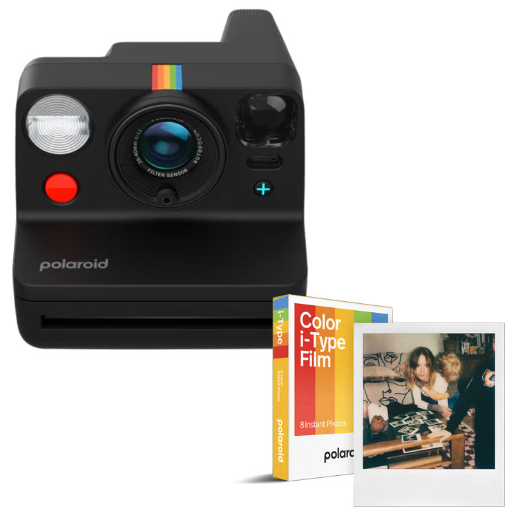 Polaroid Now+ Gen 3 instant camera with Color i-Type film pack and sample photo