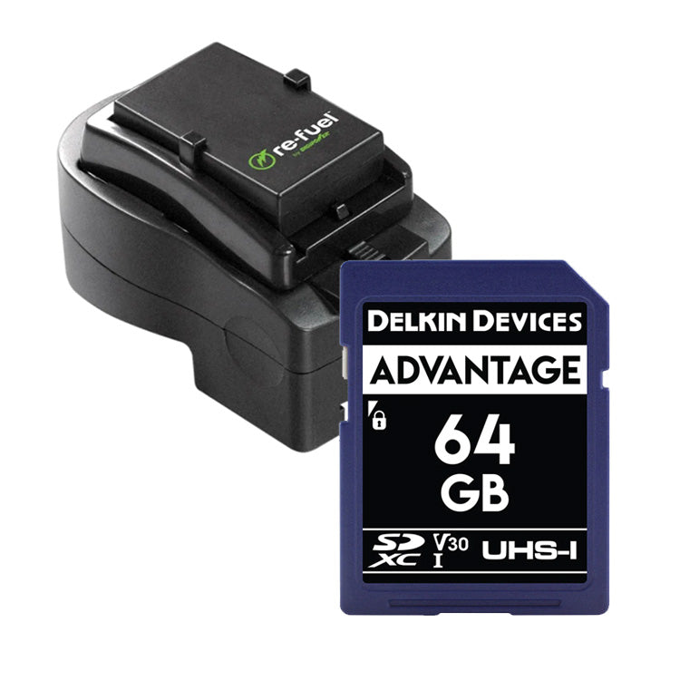 Re-Fuel LP-E12 Kit and Delkin Advantage 64GB SDXC Memory Card