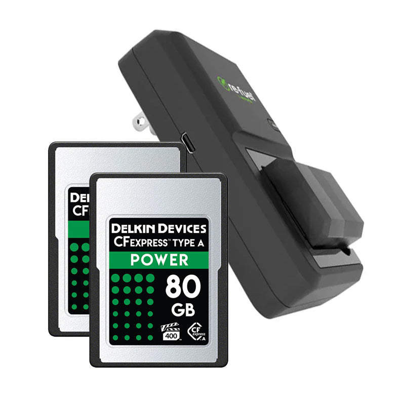 Re-Fuel NP-FZ100 Battery and Charger Kit with 2x Delkin Power 80GB CFexpress Memory Card