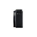 The other side of a black camera on a white background