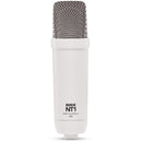 Rode NT-1 Signature Series studio condenser microphone in white with low noise and high SPL handling