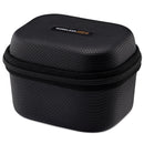 Compact durable Charge Case for Wireless GO II with zip closure for secure storage and charging of two transmitters and one receiver.