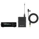 Sennheiser EW-DP digital UHF wireless lavalier microphone system with receiver, transmitter, and ME2 omnidirectional lavalier mic.