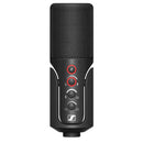 Sennheiser Profile USB Microphone front view with control buttons and cardioid condenser capsule for podcasting and streaming