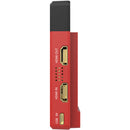 Shimbol TP Mini wireless video transmission device with HDMI ports and USB input in red and black compact design