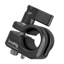 SmallRig 12mm/15mm single rod clamp attached to camera cage for follow focus system