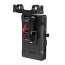 SmallRig Advanced V-Mount Battery Plate with adjustable arm and multiple charging ports mounted on 15mm LWS rod system