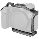SmallRig Cage for Canon EOS R5 Mark II with multiple mounting points and 9H tempered glass screen protector