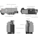 SmallRig Cage for Panasonic LUMIX S9 showing multiple views with threaded holes, cold shoe, strap slots, and Arca-Swiss plate in black and silver design.