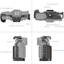 SmallRig Camera Cage for Nikon Zf with ergonomic ebony handle and multiple mounting points including 1/4"-20 and 3/8"-16 threaded holes, ARRI locating hole, cold shoe, and Arca Swiss quick-release plate.