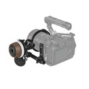 SmallRig Follow Focus F60 manual focus system with durable Sapele mahogany wood and adjustable damping for smooth precise control attached to camera rig