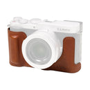 SmallRig Leather Half Case for Panasonic LUMIX L10 in brown on a white background