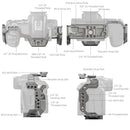 SmallRig HawkLock Quick Release Cage for Canon EOS R5 Mark II with multiple mounting holes, NATO rails, quick-release mechanism, and tempered glass screen protector.