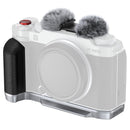 SmallRig L-Bracket with silicone grip mounted on Fujifilm X-M5 camera with windshield mic cover