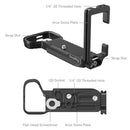 SmallRig L-Bracket for Sony a7C II and a7CR with 1/4"-20 threaded holes, Arca-Swiss plate, strap slots, and built-in flat-head screwdriver for secure camera grip and easy mounting.